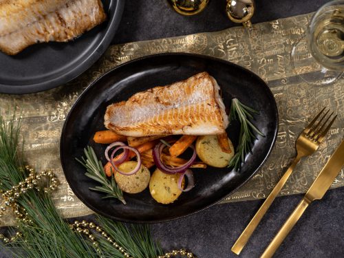 Leng met gegrilde groenten