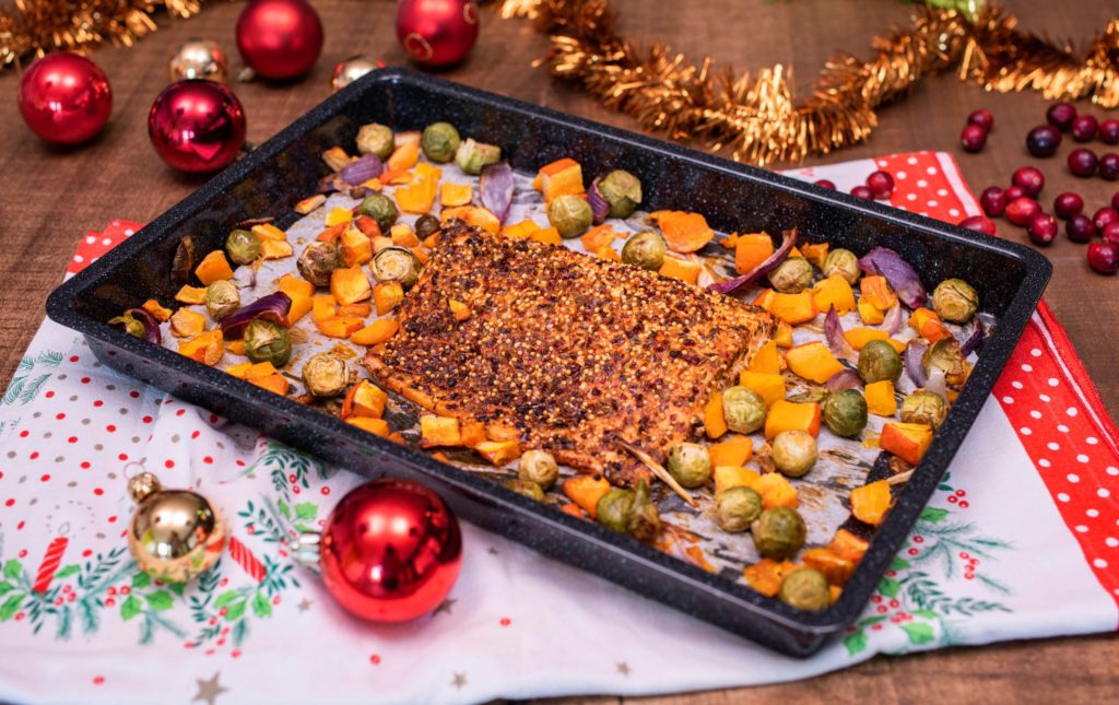 Geroosterde zalm met ovengroente